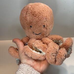 Jellycat Octopus Plush ODELL Stuffed Animal 8" Pinkish Peach Excellent